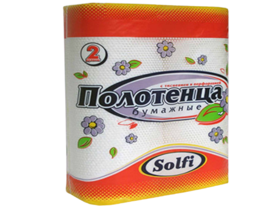 Полотенца бум.SOLFI бел/оранжевые  2*14/О-ск